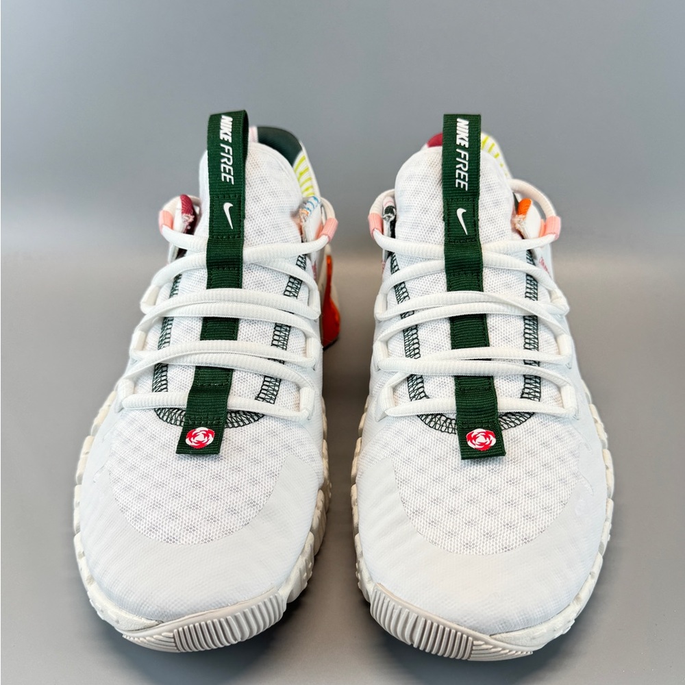Nike Free Metcon 5 is White and Pink-Green Wmns Athletic Shoes - Picture 2 of 9